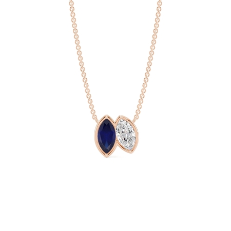 Toi Et Moi Bezel Set Marquise-Cut Blue Sapphire & Diamond Pendant