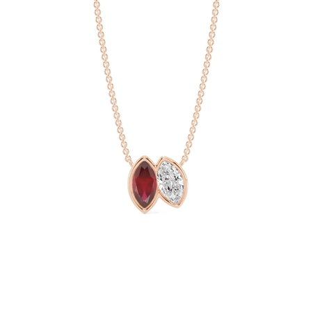 Toi Et Moi Bezel Set Marquise-Cut Ruby & Diamond Pendant