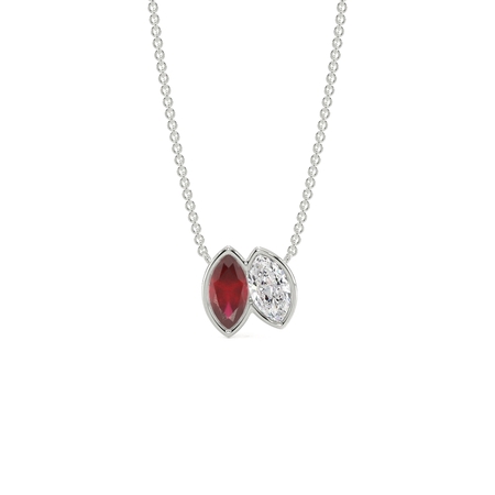 Toi Et Moi Bezel Set Marquise-Cut Ruby & Diamond Pendant