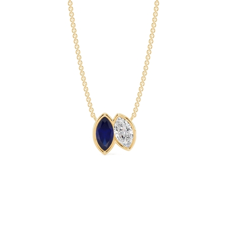 Toi Et Moi Bezel Set Marquise-Cut Blue Sapphire & Diamond Pendant