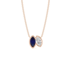 Toi Et Moi Bezel Set Marquise-Cut Blue Sapphire & Diamond Pendant