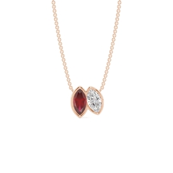 Toi Et Moi Bezel Set Marquise-Cut Ruby & Diamond Pendant