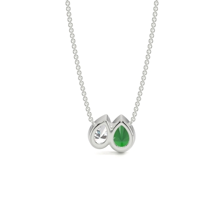 Toi Et Moi Anhänger mit birnenförmigem Smaragd und Diamanten in Lünettenfassung