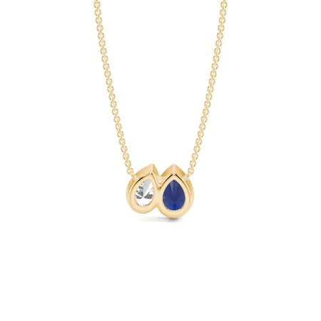 Toi Et Moi Anhänger mit birnenförmigem, gefasstem blauem Saphir und Diamanten