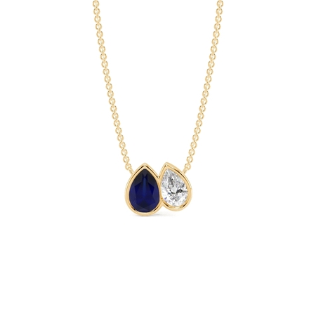 Toi Et Moi Anhänger mit birnenförmigem, gefasstem blauem Saphir und Diamanten