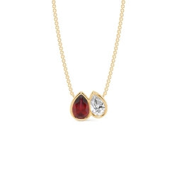 Toi Et Moi Bezel Set Pear-Cut Ruby & Diamond Pendant