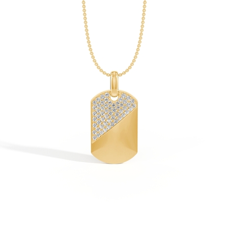 Diagonal Pavé-Set Diamond Dog Tag Men’S Pendant