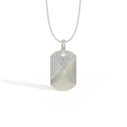 Diagonal Pavé-Set Diamond Dog Tag Men’S Pendant