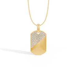 Diagonal Pavé-Set Diamond Dog Tag Men’S Pendant