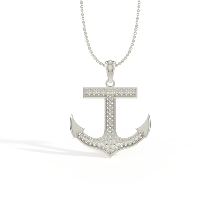 Pavé-Set Anchor Men’S Diamond Pendant
