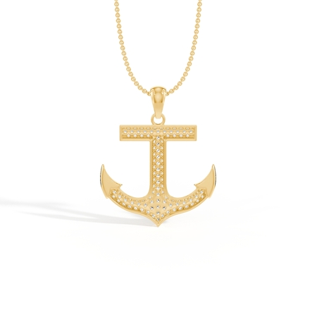 Pavé-Set Anchor Men’S Diamond Pendant