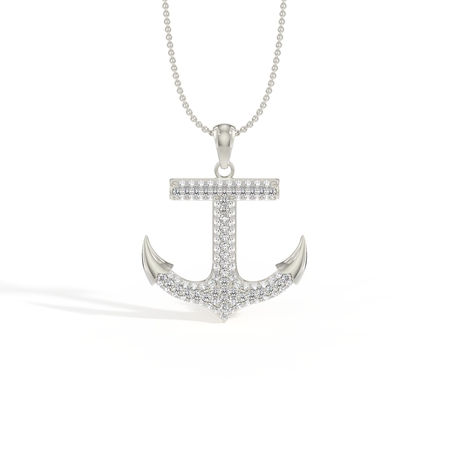 Pavé-Set Anchor Men’S Diamond Pendant