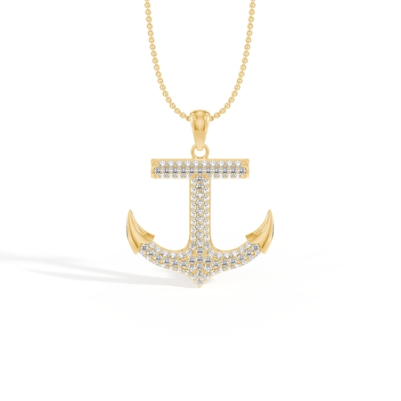 Pavé-Set Anchor Men’S Diamond Pendant
