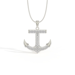 Pavé-Set Anchor Men’S Diamond Pendant