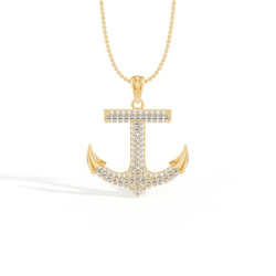 Pavé-Set Anchor Men’S Diamond Pendant