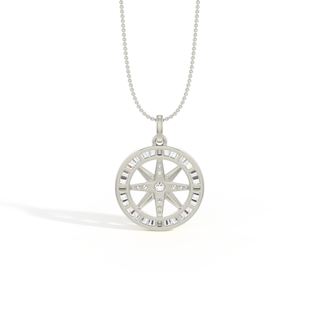 Pavé-Set Compass Star Men’S Diamond Pendant