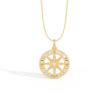 Pavé-Set Compass Star Men’S Diamond Pendant