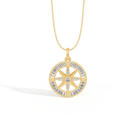 Pavé-Set Compass Star Men’S Diamond Pendant