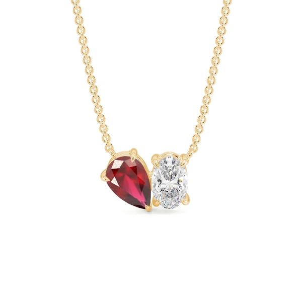 Toi Et Moi Pear-Cut Ruby & Oval Diamond Pendant