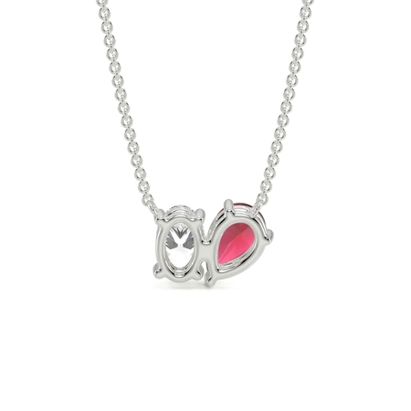 Toi Et Moi Pear-Cut Ruby & Oval Diamond Pendant