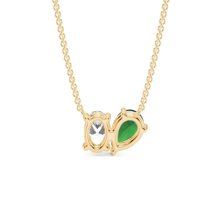 Toi Et Moi Pear-Cut Emerald & Oval Diamond Pendant