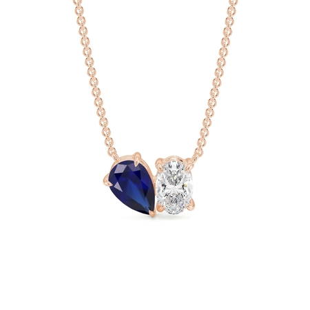 Toi Et Moi Pear-Cut Blue Sapphire & Oval Diamond Pendant