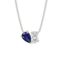 Toi Et Moi Pear-Cut Blue Sapphire & Oval Diamond Pendant