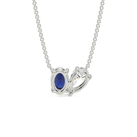 Toi Et Moi Pear Diamond & Oval-Cut Blue Sapphire Diamond Pendant