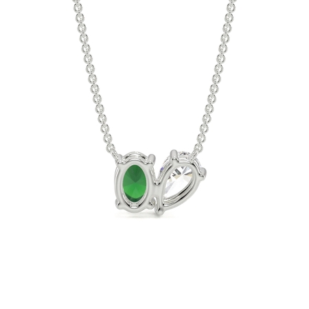 Toi Et Moi Pear Diamond & Oval-Cut Emerald Diamond Pendant