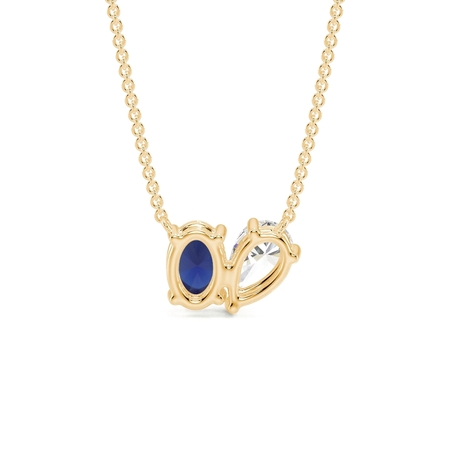 Toi Et Moi Pear Diamond & Oval-Cut Blue Sapphire Diamond Pendant