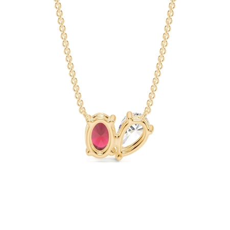 Toi Et Moi Pear Diamond & Oval-Cut Ruby Diamond Pendant