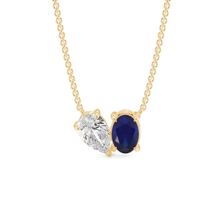 Toi Et Moi Pear Diamond & Oval-Cut Blue Sapphire Diamond Pendant