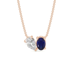 Toi Et Moi Pear Diamond & Oval-Cut Blue Sapphire Diamond Pendant