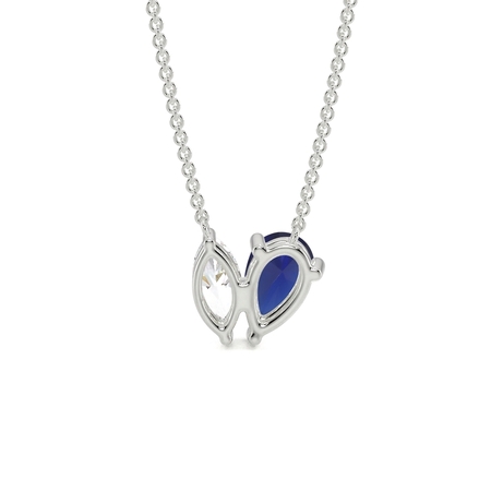 Toi Et Moi-Anhänger Mit Birnengeschliffenem Blauem Saphir Und Marquise-Diamant