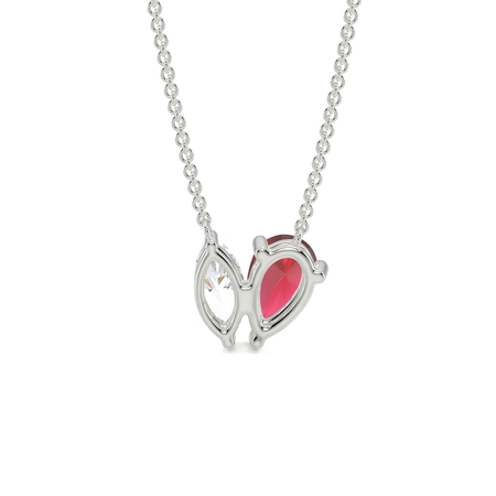 Toi Et Moi Pear-Cut Ruby & Marquise Diamond Pendant