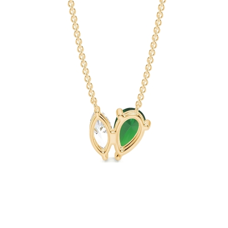 Toi Et Moi Pear-Cut Emerald & Marquise Diamond Pendant