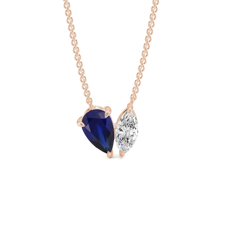 Toi Et Moi Pear-Cut Blue Sapphire & Marquise Diamond Pendant