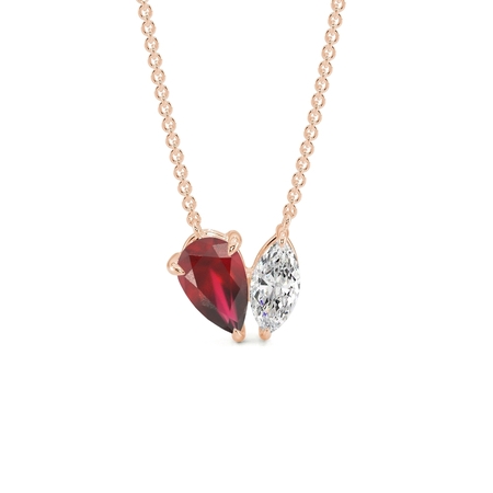 Toi Et Moi Pear-Cut Ruby & Marquise Diamond Pendant