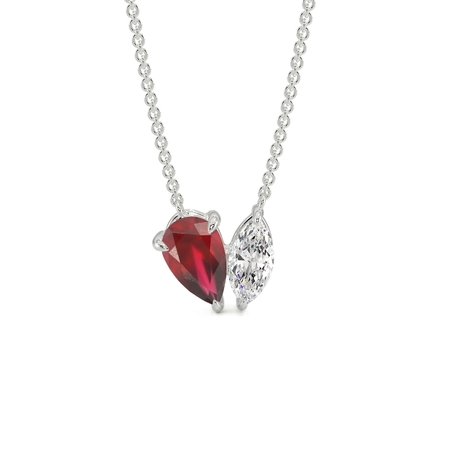 Toi Et Moi Pear-Cut Ruby & Marquise Diamond Pendant