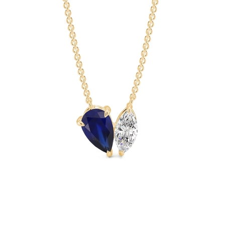 Toi Et Moi Pear-Cut Blue Sapphire & Marquise Diamond Pendant