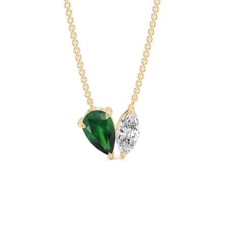 Toi Et Moi Pear-Cut Emerald & Marquise Diamond Pendant