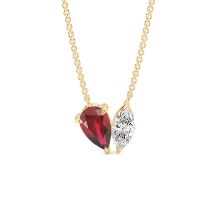 Toi Et Moi Pear-Cut Ruby & Marquise Diamond Pendant