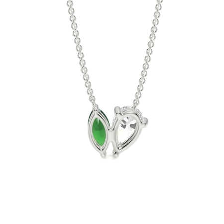 Toi Et Moi Pear Diamond & Marquise-Cut Emerald Diamond Pendant