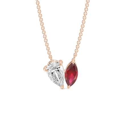 Toi Et Moi Pear Diamond & Marquise-Cut Blue Sapphire Diamond Pendant