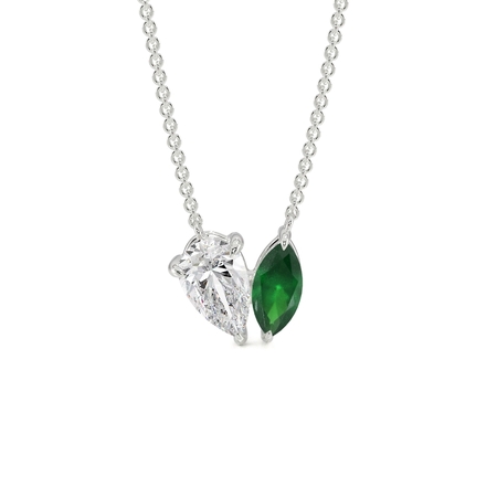 Toi Et Moi Pear Diamond & Marquise-Cut Emerald Diamond Pendant