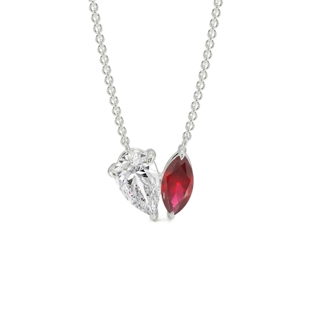 Toi Et Moi Pear Diamond & Marquise-Cut Blue Sapphire Diamond Pendant