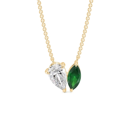 Toi Et Moi Pear Diamond & Marquise-Cut Emerald Diamond Pendant