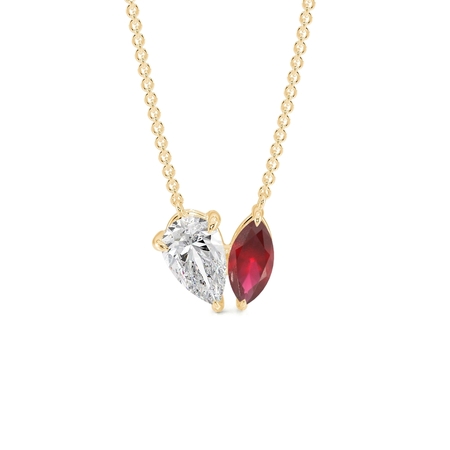 Toi Et Moi Pear Diamond & Marquise-Cut Blue Sapphire Diamond Pendant