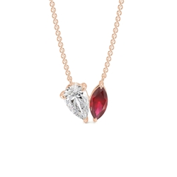 Toi Et Moi Pear Diamond & Marquise-Cut Blue Sapphire Diamond Pendant