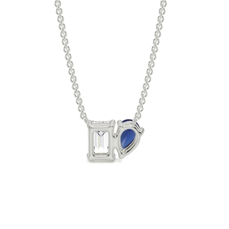 Toi Et Moi-Anhänger Mit Birnengeschliffenem Blauem Saphir Und Smaragd-Diamant